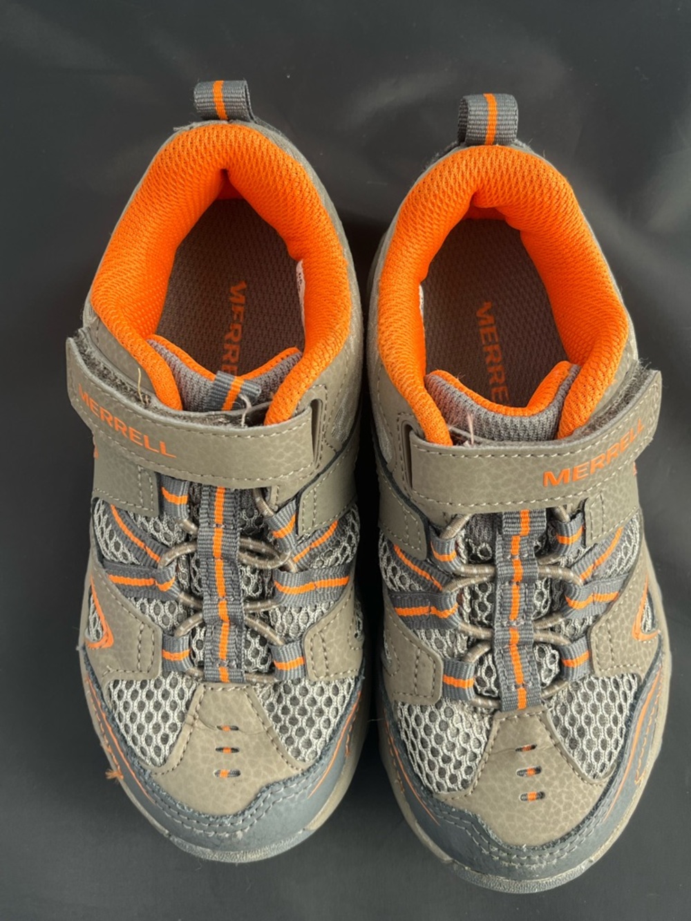 Merrell Kids Gray and Orange Trail Chaser Sneakers size 11.5 - Picture 2 of 8